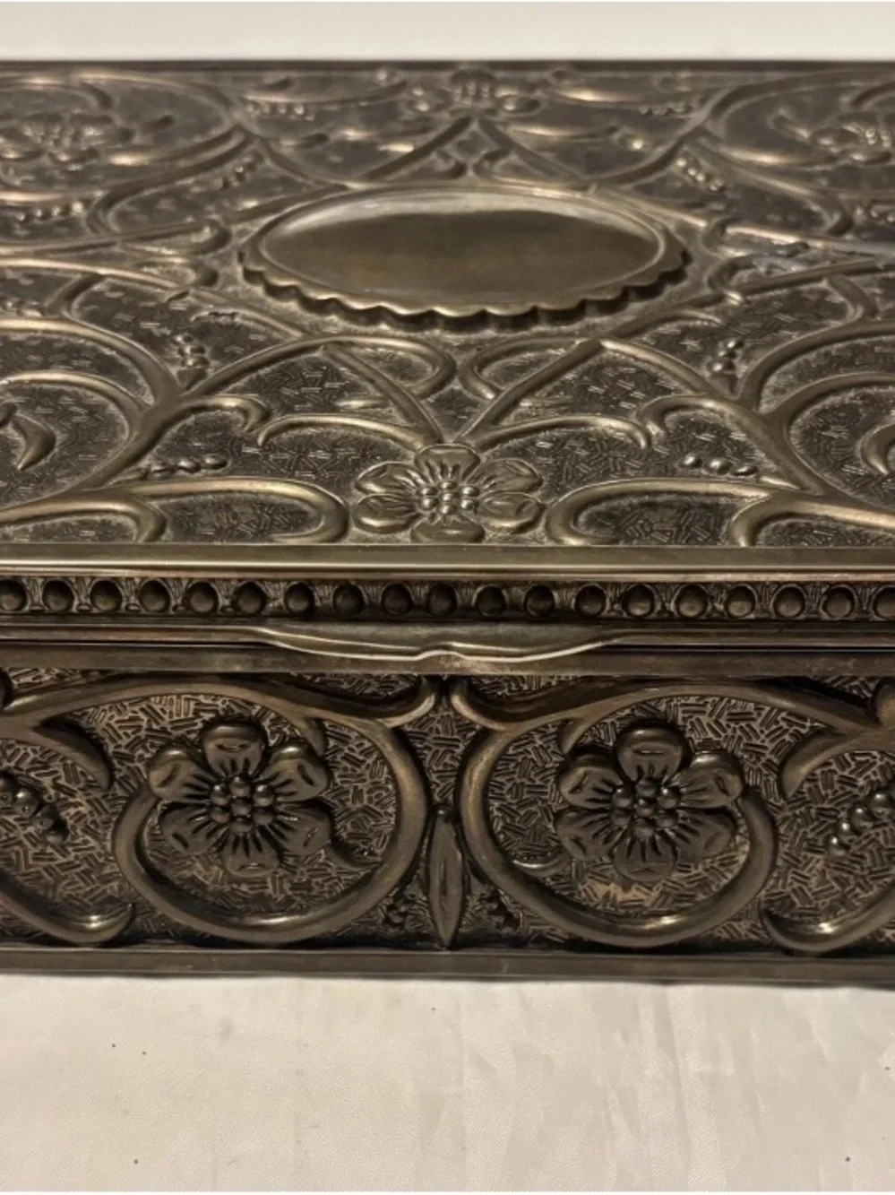 Godinger Silver Plated Ornate Floral Embossed Metal Jewelry Box